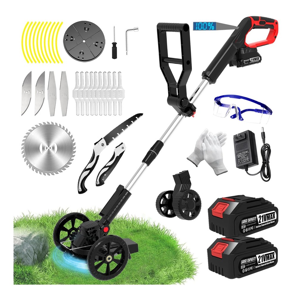 Electric Cordless Weed Wacker Eater Battery Powered, Stringless Weed Trimmer ...