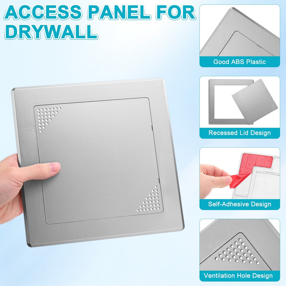 2-Pack Access Panel for Drywall, 6x6" Plastic Removable [Grey, Vented Square]