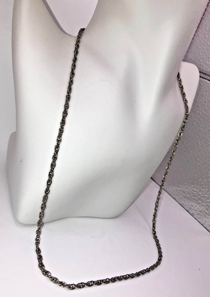 Vintage Silver-Tone Oval Link 24" Chain Necklace!