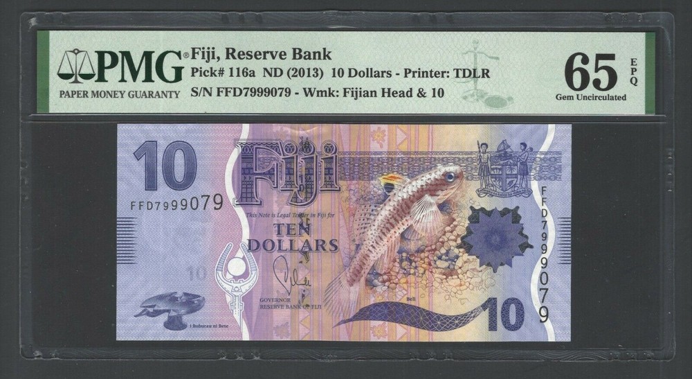 Fiji 10 Dollars ND(2013) P116a Uncirculated Grade 65