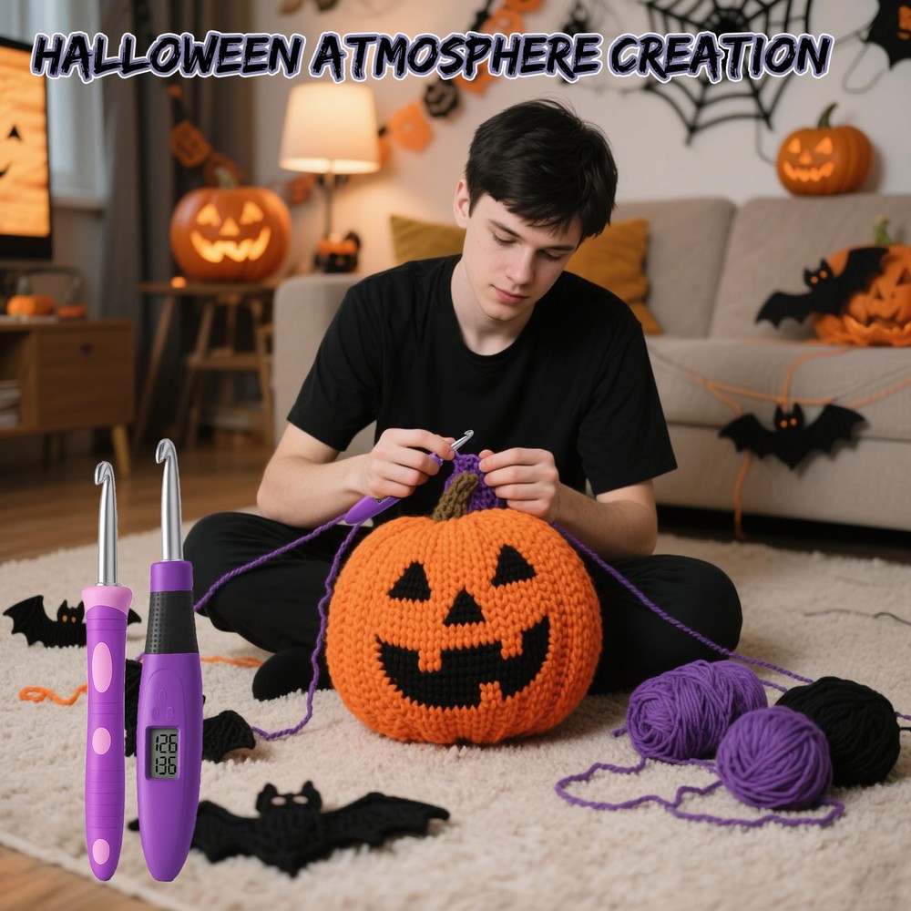 Crochet Hook with 18 Different Size for Stitch & Row Counter Light Up Interch...