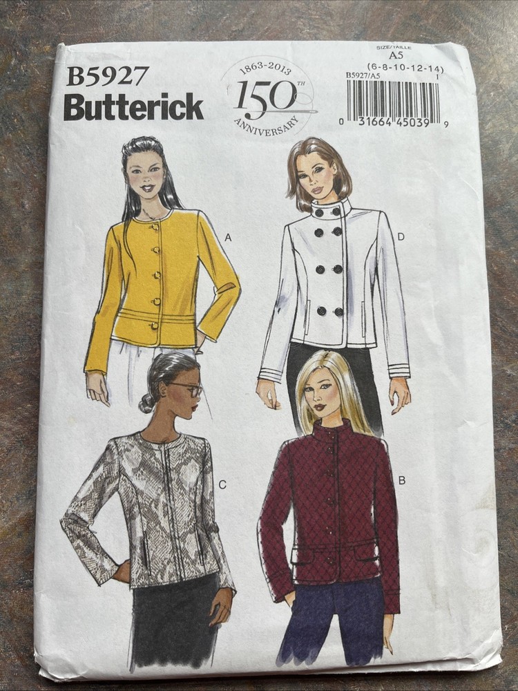 Butterick B5927 Semi-Fitted, Lined Jacket w Flaps & Pockets Sz 6-14 UC Pattern