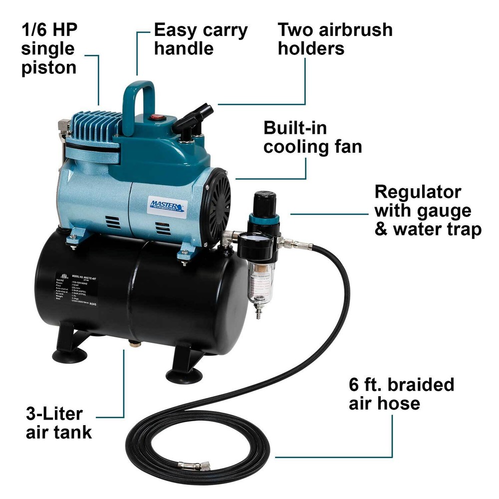 Master Airbrush Cool Runner High Performance Compressor w/ Air Tank, TC-40T
