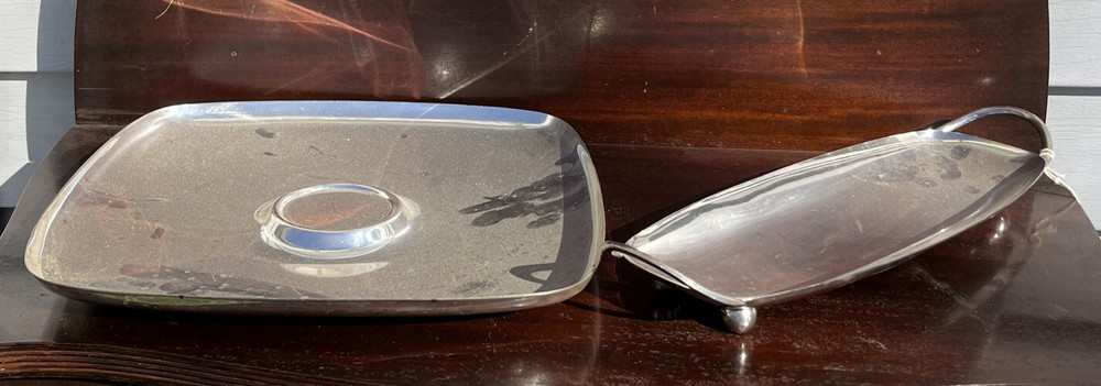 W. & S. BLACKINTON CO. Silver Plated MIDCENTURY Modern Serving Tray Set