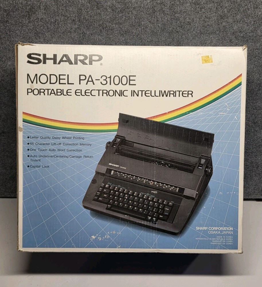 Sharp PA-3100E Portable Electronic Intelliwriter Typewriter w/ Box And Extras