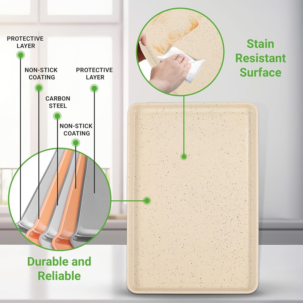 8-Piece Stackable Bakeware Set Carbon Steel Non-Stick Baking Pan Set Includes