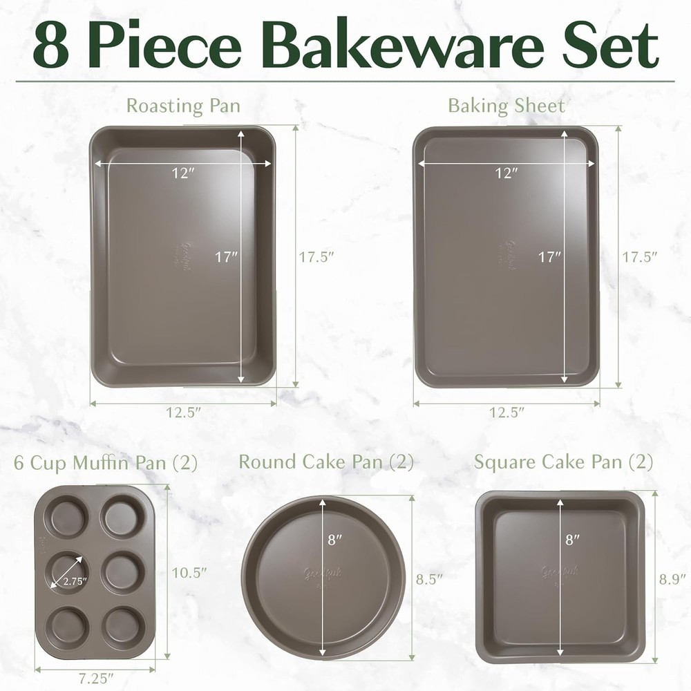 All-In-One Nonstick Bakeware Set Stackable & Space Saving Design includes Round