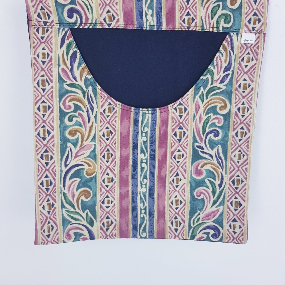 Peg Bag Handmade Beige Red Patterned Striped Lined Laundry Clothes Peg Holder