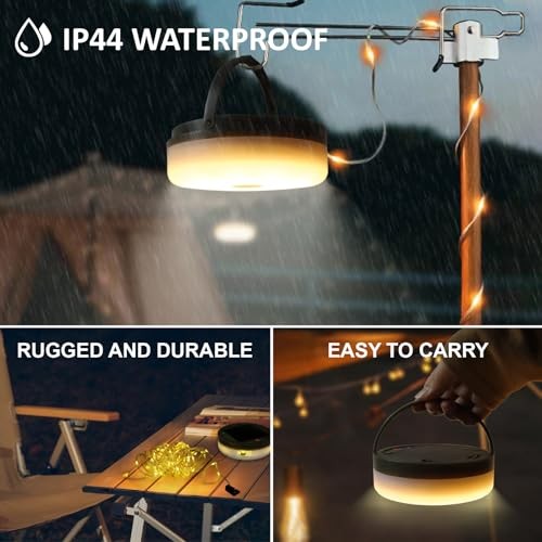 2-Pack Solar Camping String Lights, 39.4FT Portable Waterproof Camping 2 Pack
