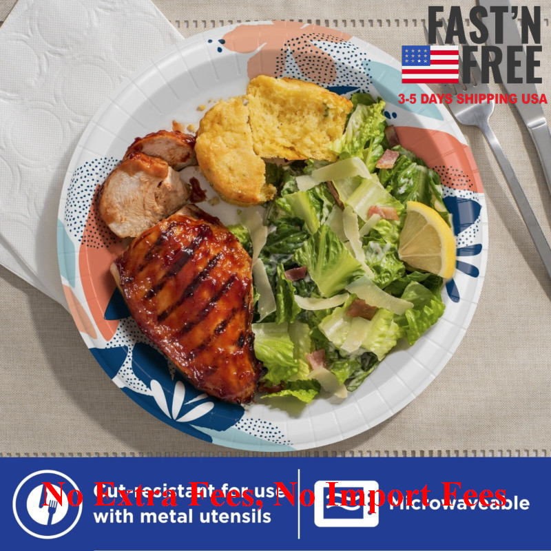 2 Pack Dixie Disposable Paper Plates, 10", 2X Stronger*, Multi-Color, 210 Count