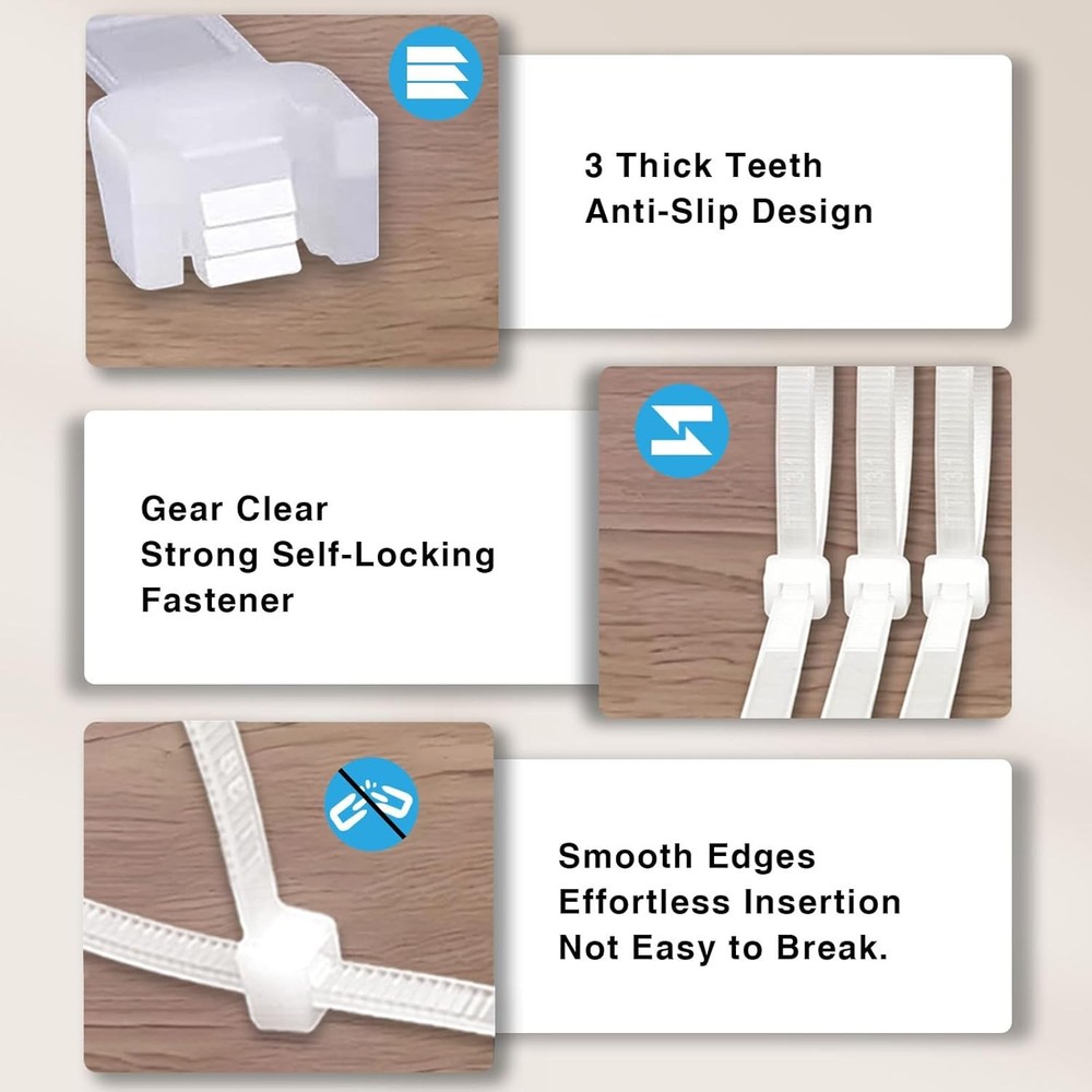 White Zip Ties Assorted 4-12" 400 Pack