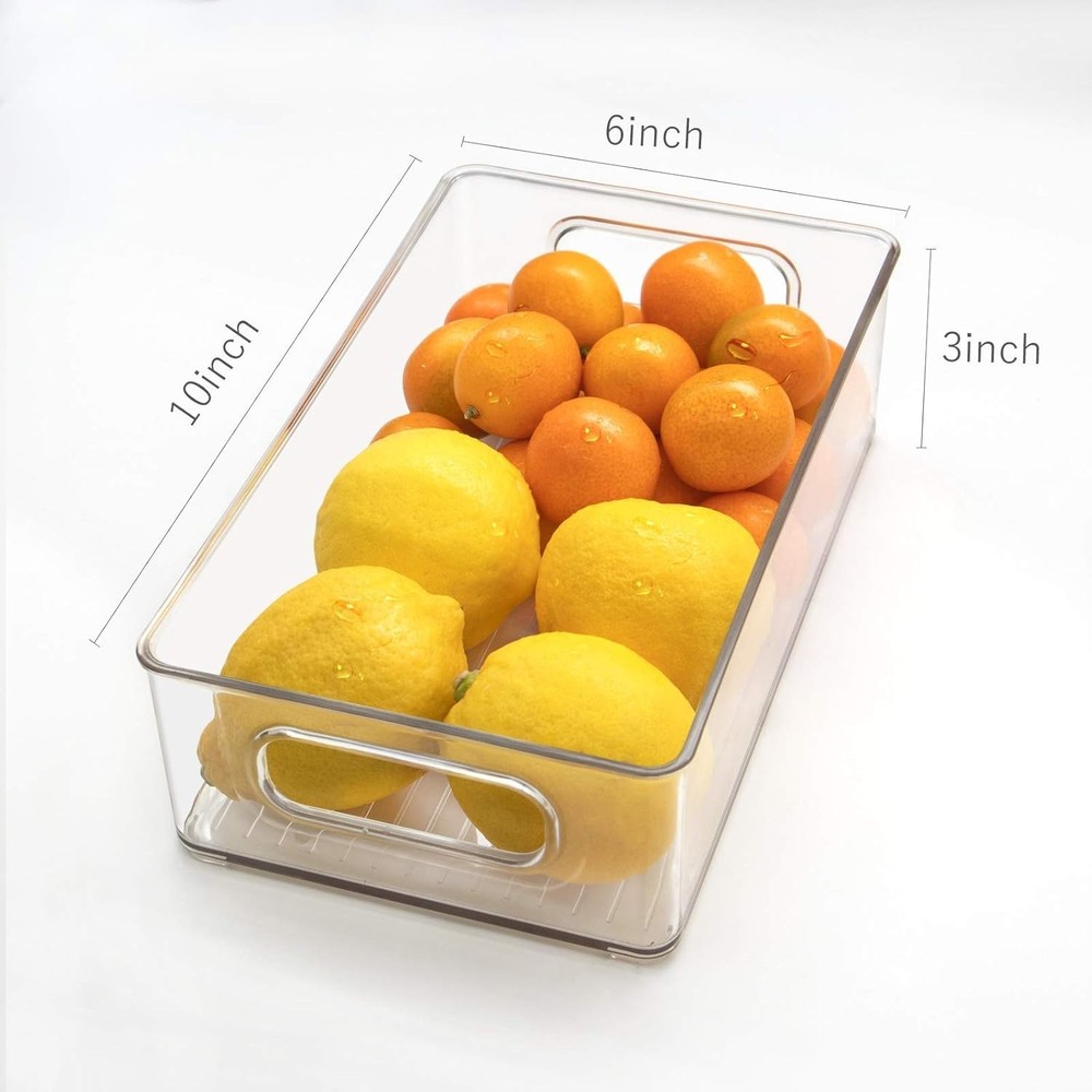 Stackable Refrigerator Organizer Bins 6 Pack Clear Kitchen Organizer Container