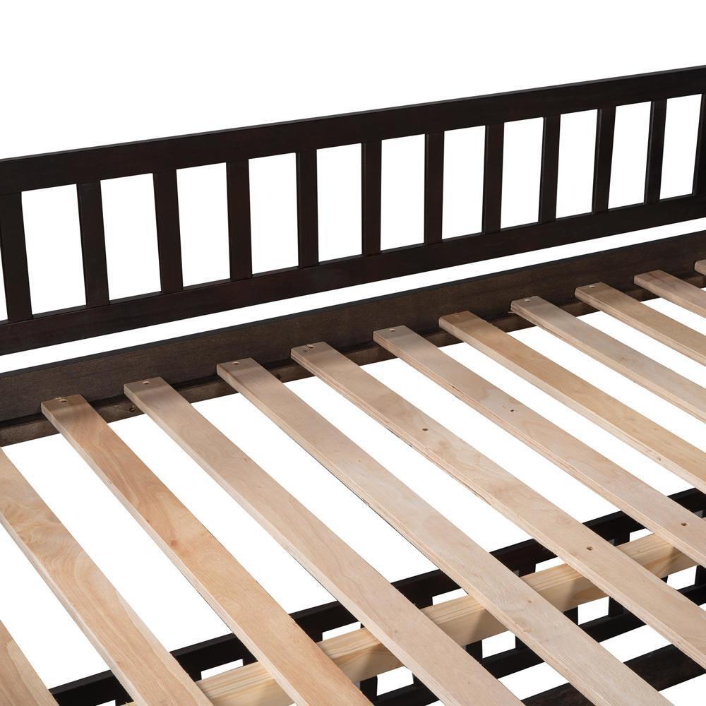 High Quality Bunk Bed with Slide Full Over Full Low Sturdy and Durable Espresso