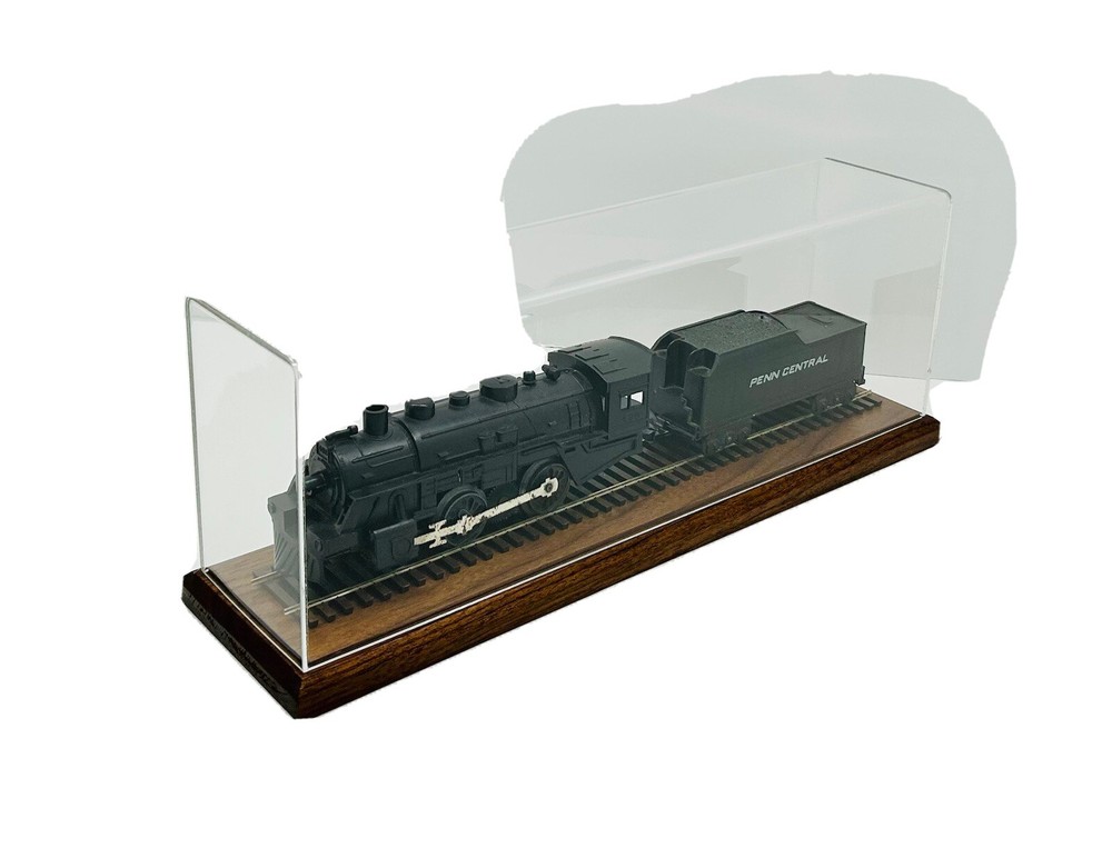 12" Long HO Scale Model Train Display Case, Walnut Base