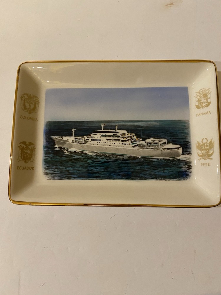 Vintage Grace Line Shipping Rectangular Ceramic Dish South America