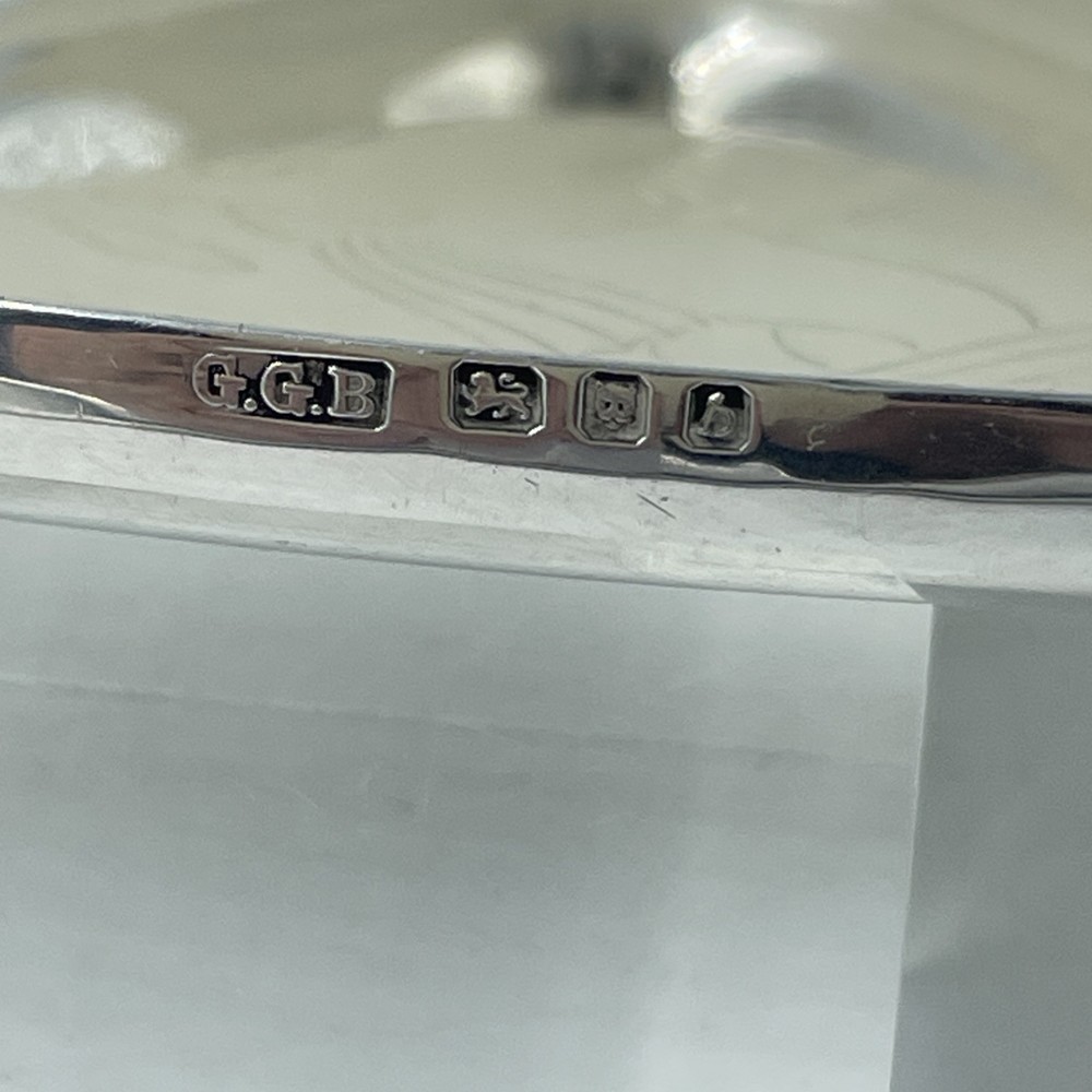 Geoffrey Guy Bellamy Silver Hippocampus Pattern Triangular Dish London 1957