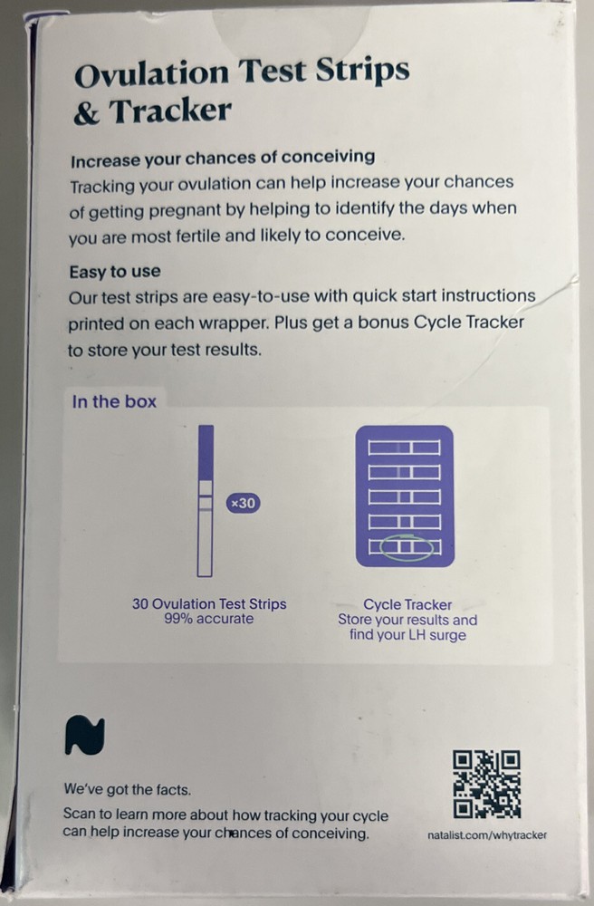 * Natalist * Ovulation Test Strips 30ct ( + Silicone Urine Cup & Cycle Tracker)