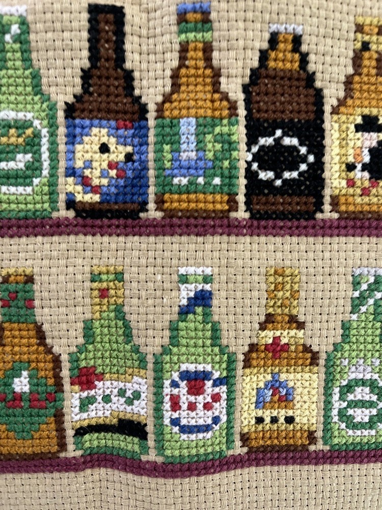 completed finished cross stitch Various drinks 12''x 24'' Gift