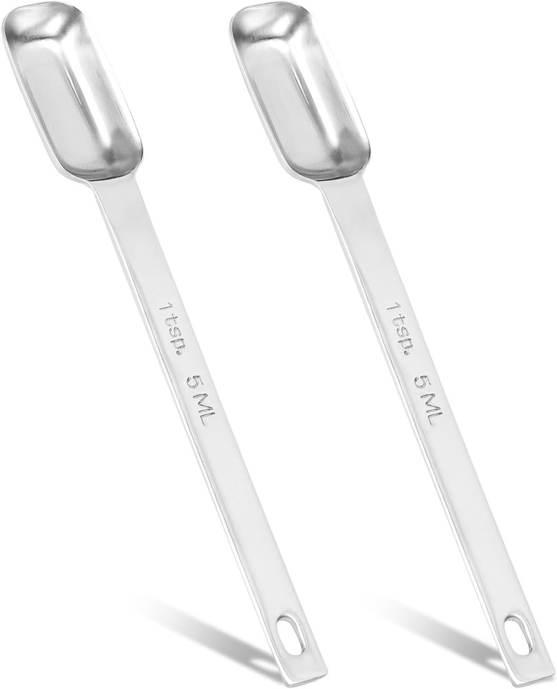 Stainless Steel Measuring Spoons Set - 2 Pcs 1 Teaspoon 5 ML Rectangular