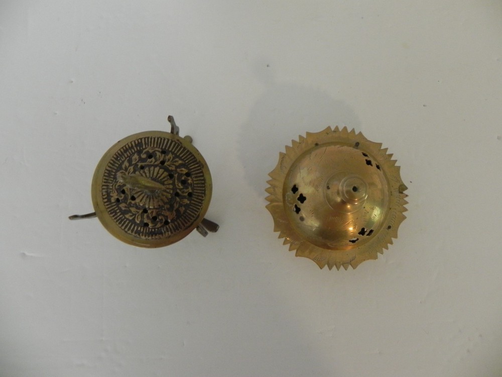 2 Vintage Solid Brass Incense Burners