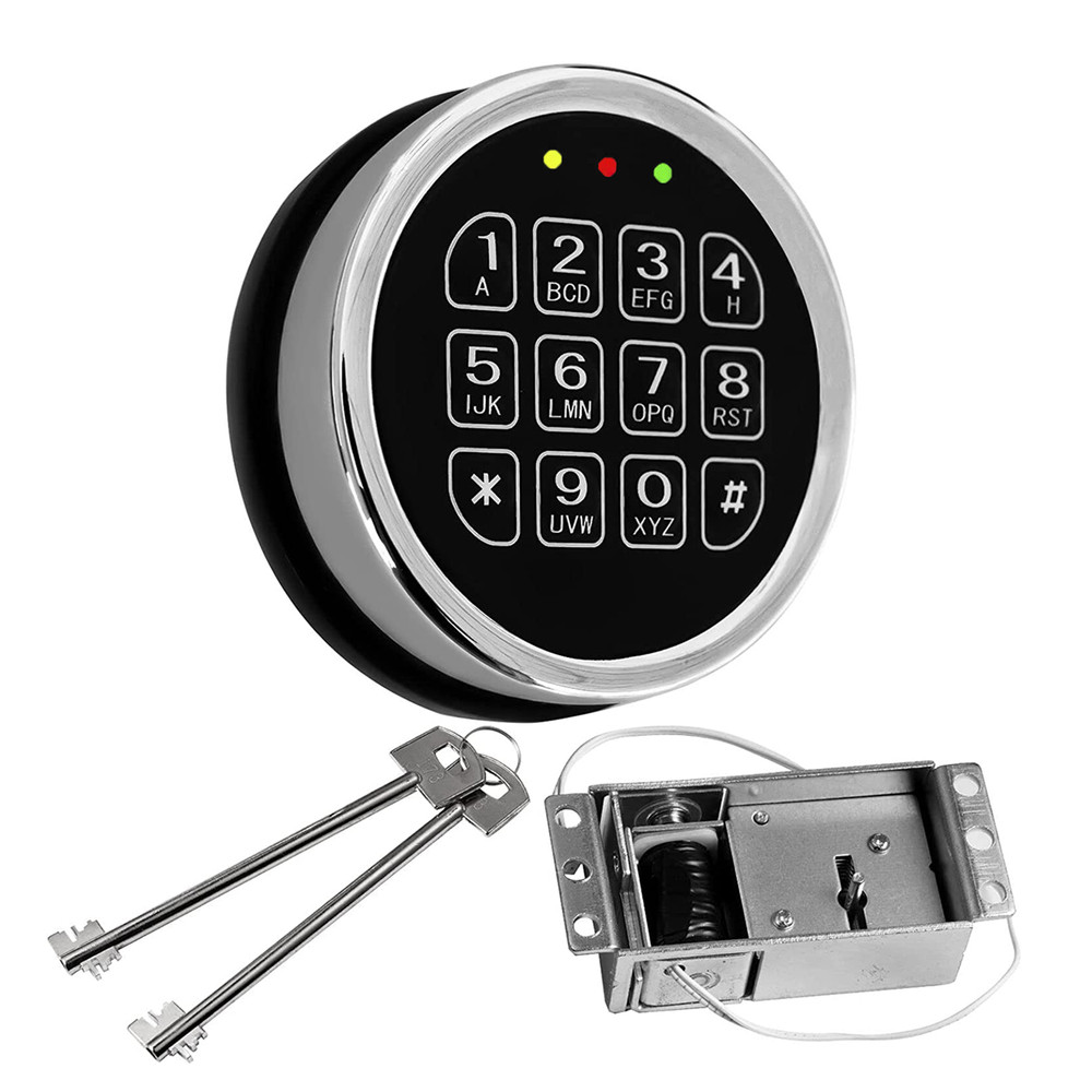 Gun Safe Lock Replacement Chrome Keypad Solenoid Safe Lock 2 Keys OPEN BOX