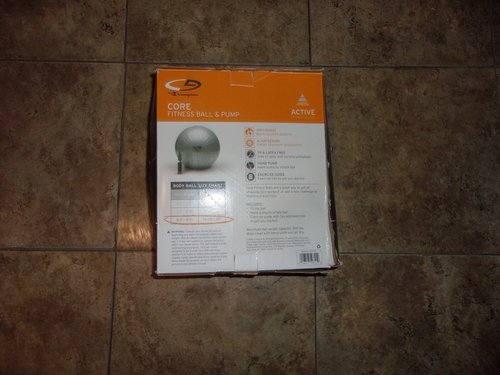 CHAMPION CORE FITNESS BALL ACTIVE LARGE PUMP