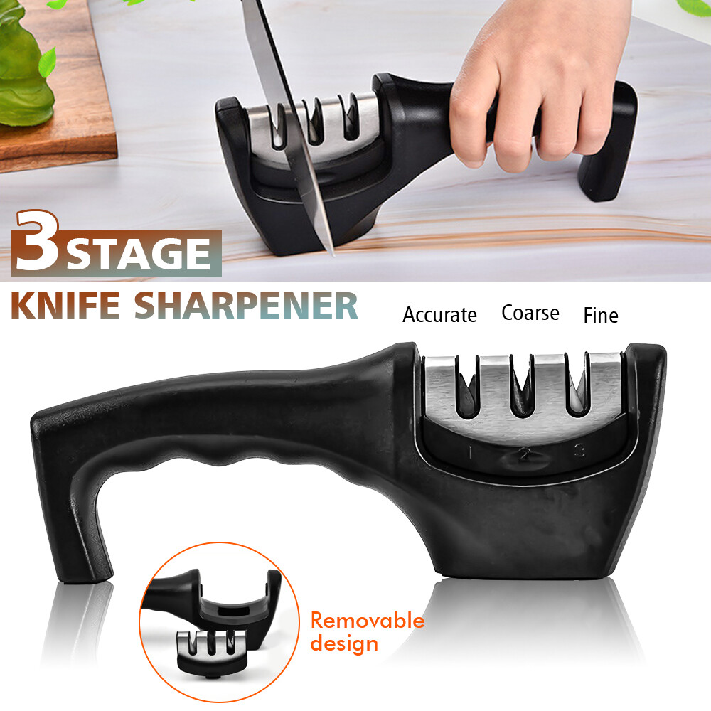 Knife Sharpener Professional Ceramic Tungsten Kitchen Sharpening System 3 Stage
