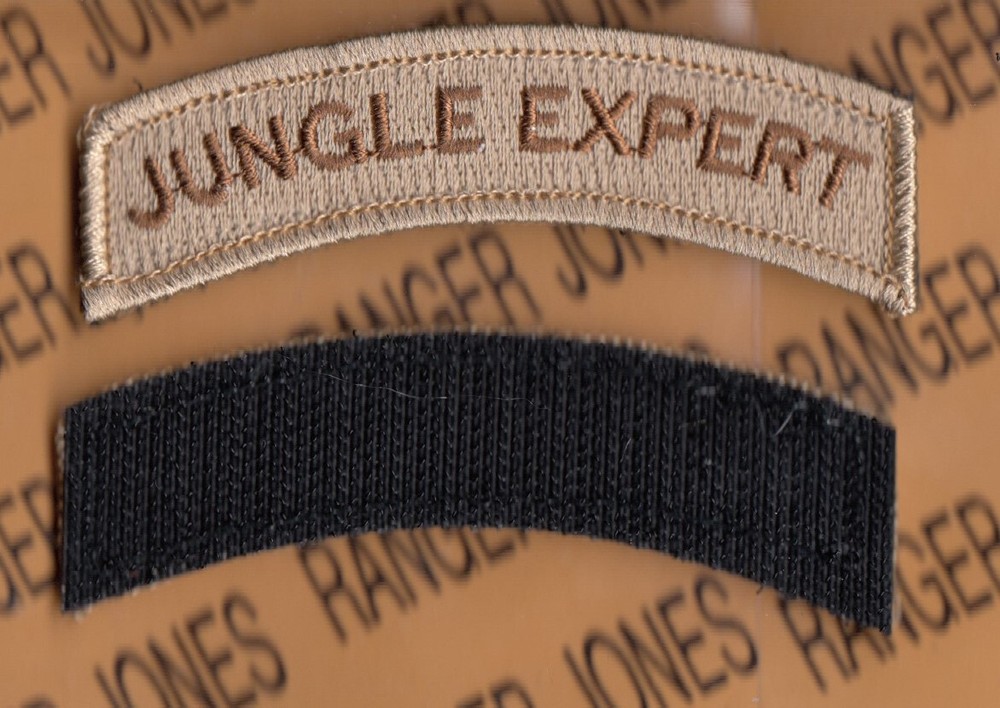 US Army Jungle Expert w/ Hook ~3.5" Desert DCU patch tab m/e