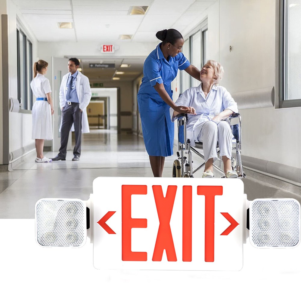 6 Pack Red LED Exit Sign Emergency Light - Dual LED Lamp ABS Fire Resistance UL