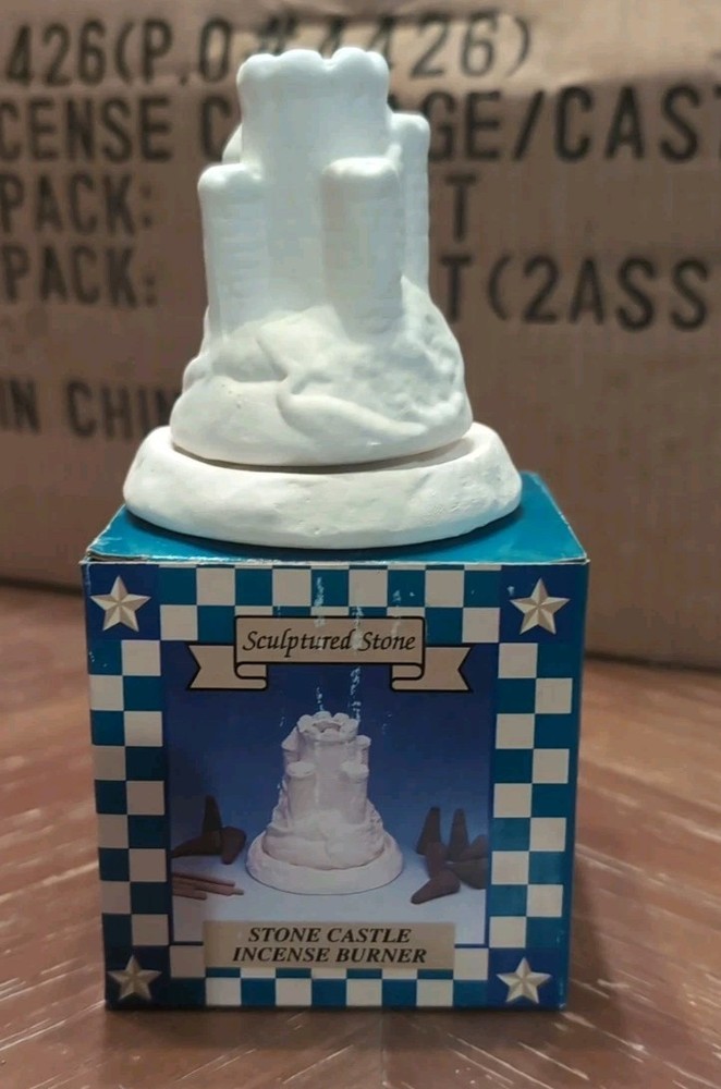 Magic Creations 1996 Pottery Small Stone Castle Incense Burner. Paintable