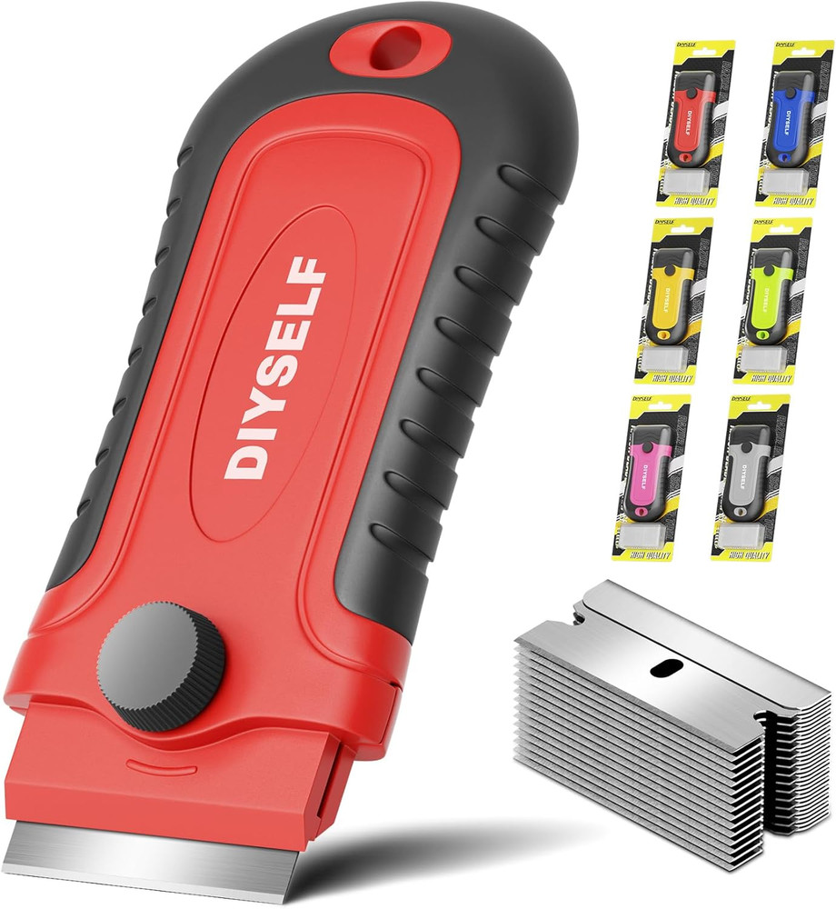 Razor Blade Scraper with 15 Extra Blades for Easy Cleaning