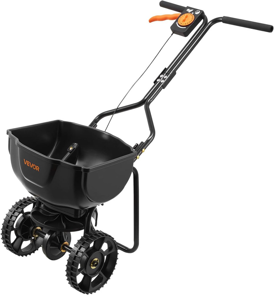 Broadcast Spreader, 9.8Ft Spreading Width, Push Broadcast Spreader with 10" All-