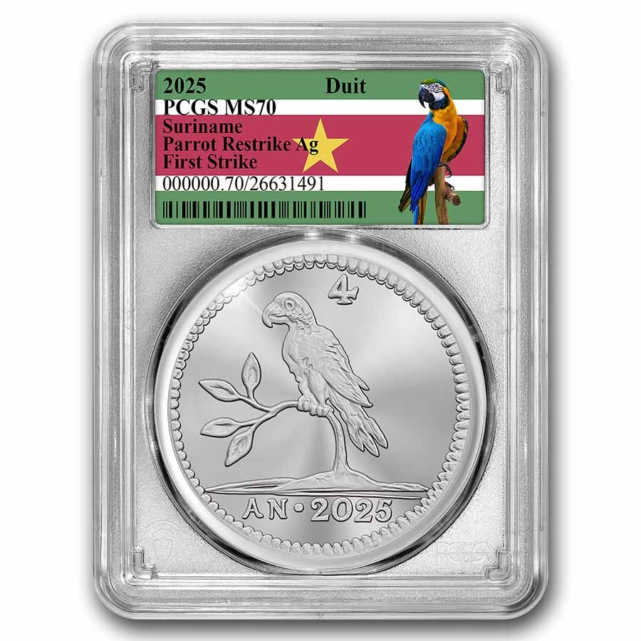 2025 Netherlands 1 oz Silver Parrot Duit MS-70 PCGS (FS)