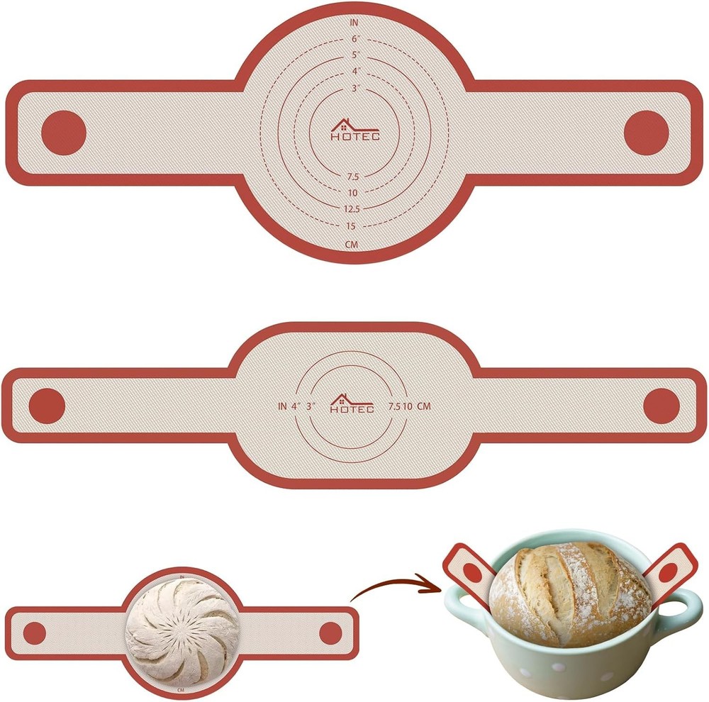 Silicone Bread Sling Dutch Oven 2 Pack Non-Stick Baking Mat W/ Long Handle Easy