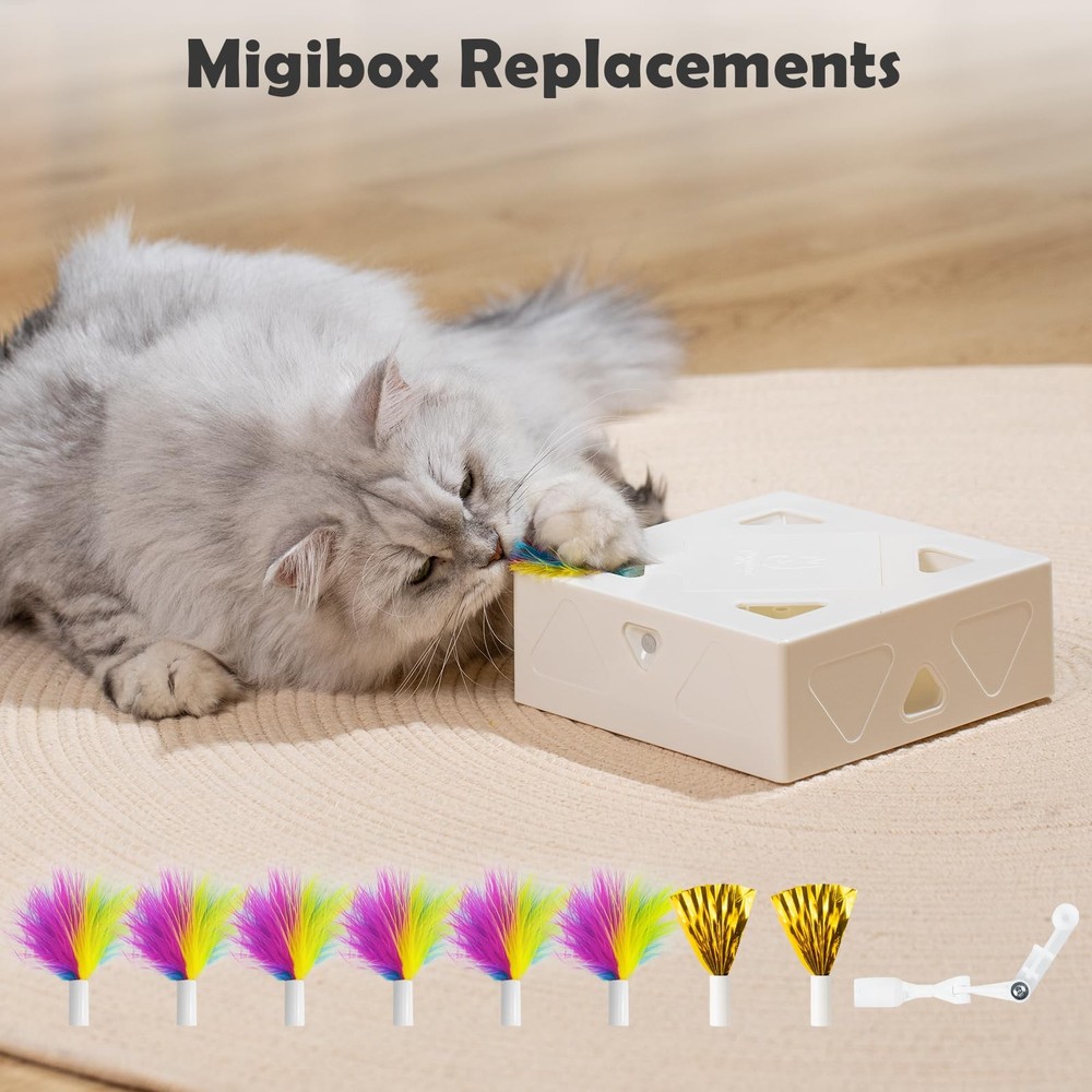 Migipaws Upgrade Rainbow Feather Replacement for Cat Magic Box, 6pcs Rainbow Fea