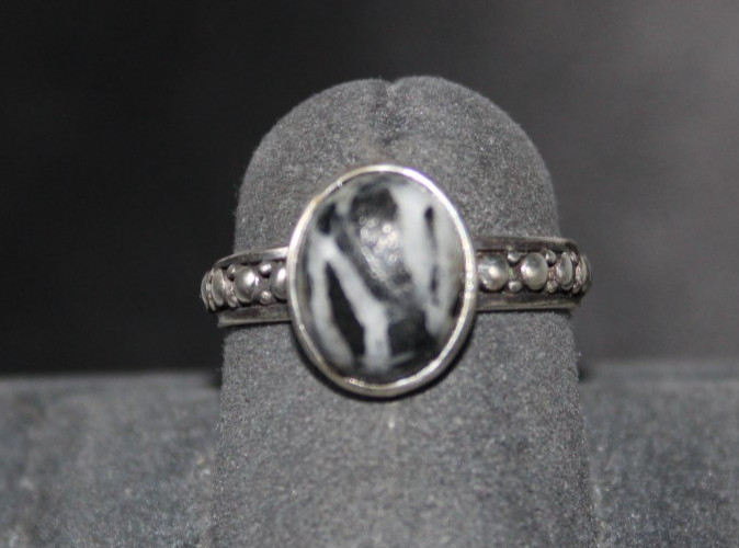 White Buffalo And Sterling Silver Ring Size 6.5