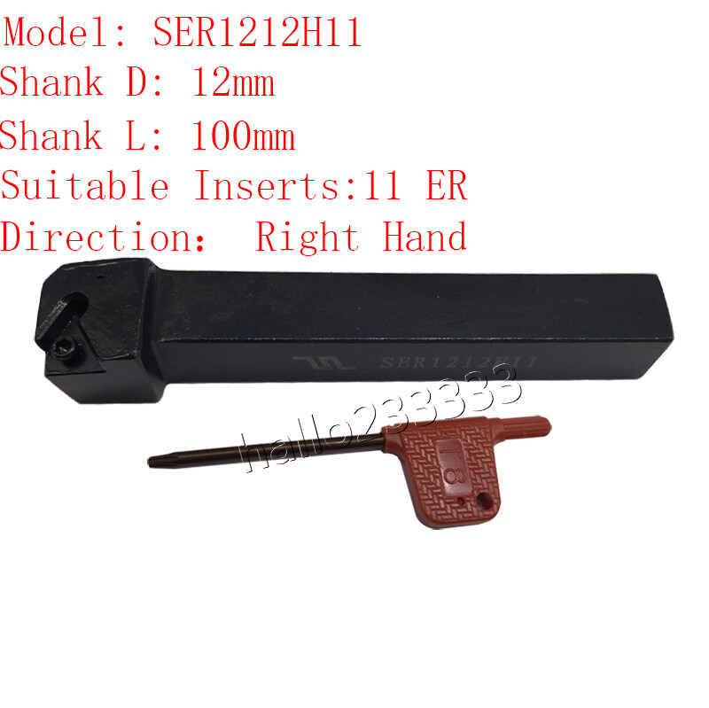 SER 1212H11 12×100 Lathe Threading Turning Tool for 11ER 1/4" A60 carbide Insert