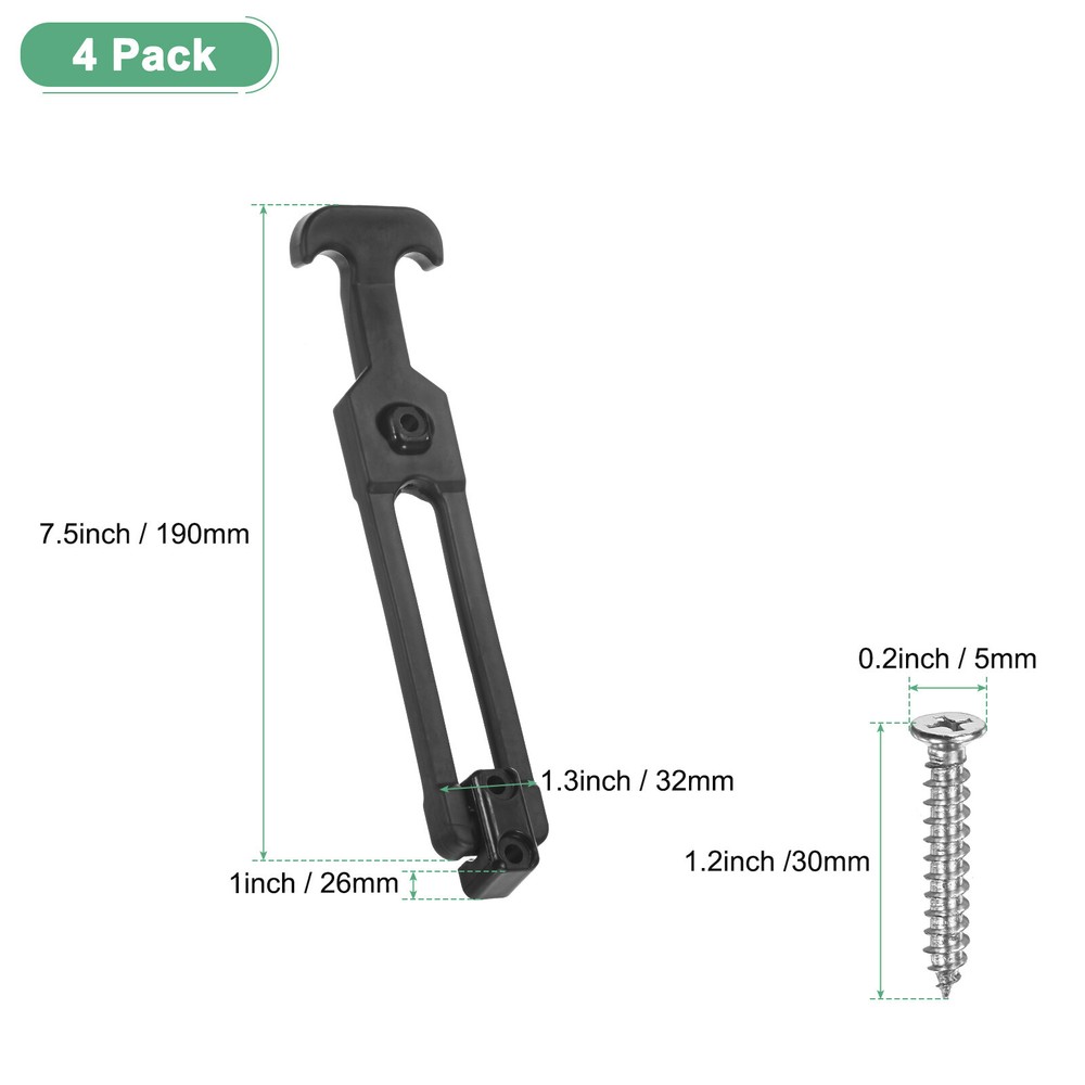 4-Pack T-Handle Rubber Flexible Draw Latches,7.5" Latches for Toolbox, Black