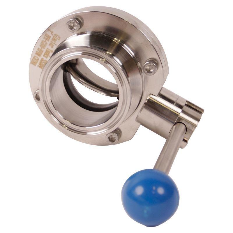 Sanitary Butterfly Valve | Tri Clamp 2 inch Pull Handle/EPDM Seat (2 Pack)