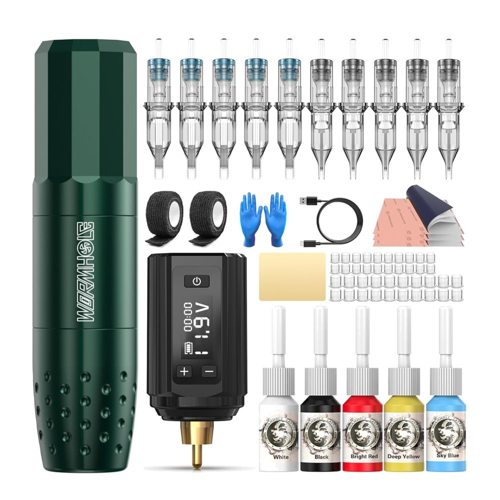 Versatile Wireless Tattoo Kit with 1200mAh Battery - Complete Tattooing Solution