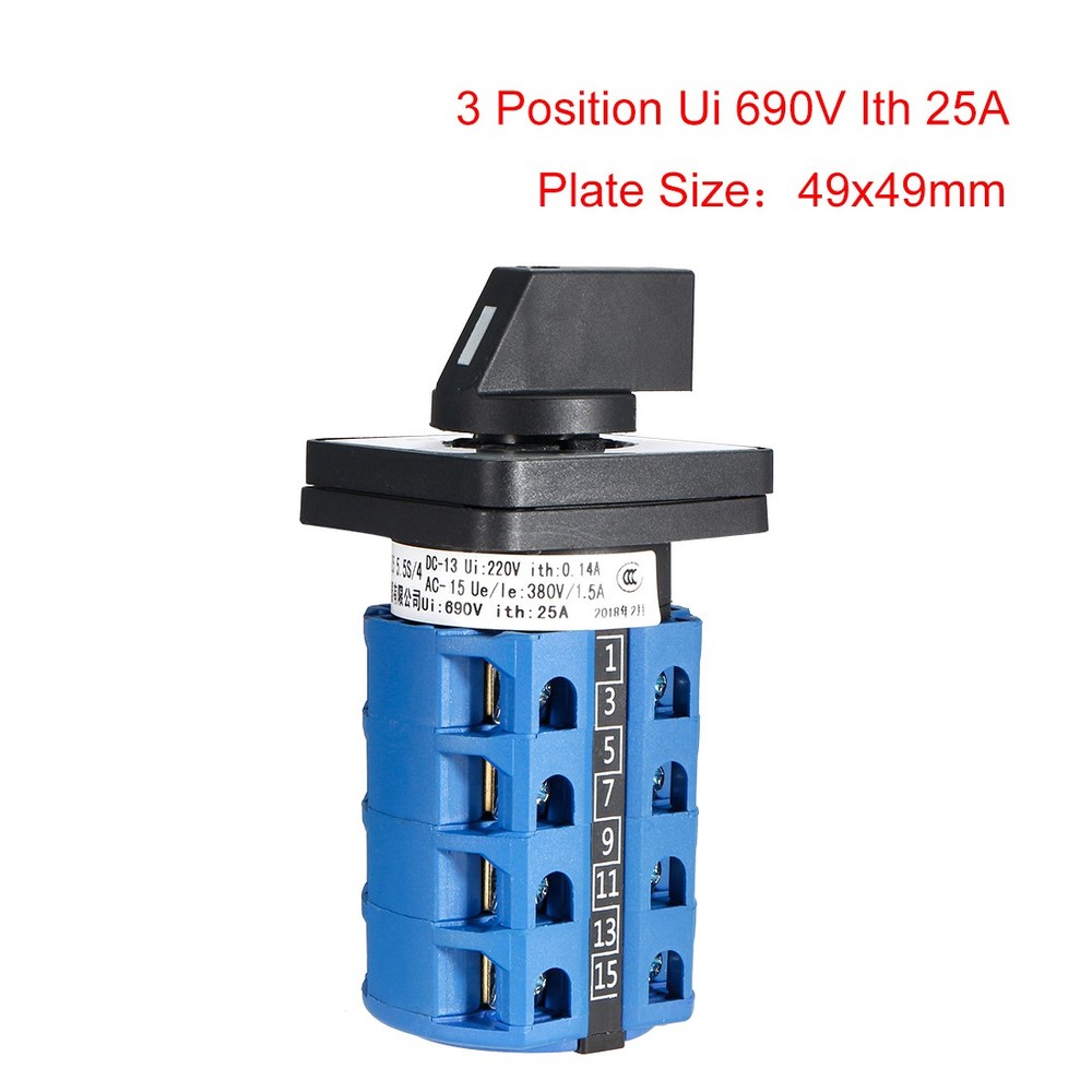 Changeover Switch 3P Rotary Selector Cam Switch 16 Terminals Latching