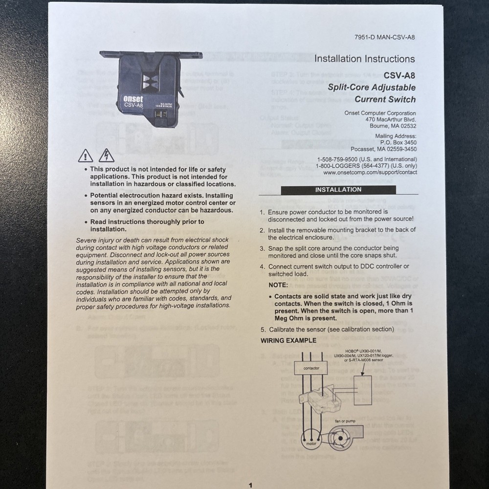Five Onset CSV-A8 174A Digital Adjustable Current Switch w/6 Ft Lead
