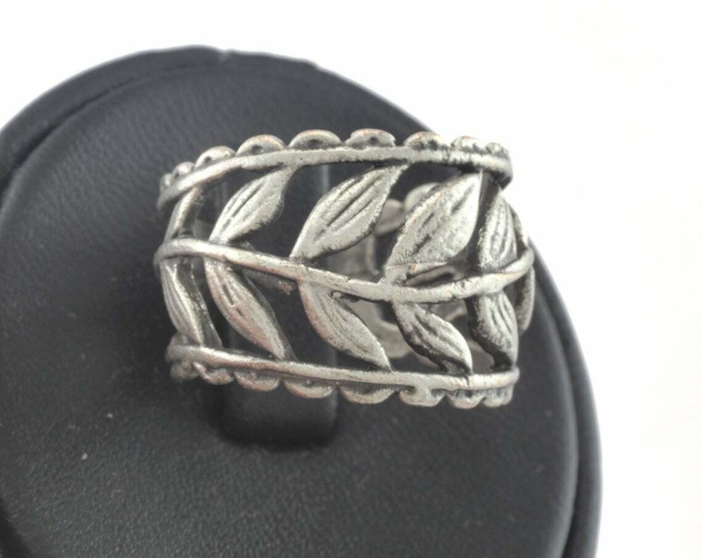 Leaf Adjustable Ring Antique Silver Plated brass 18mm 8US innsize Adjustab 3349