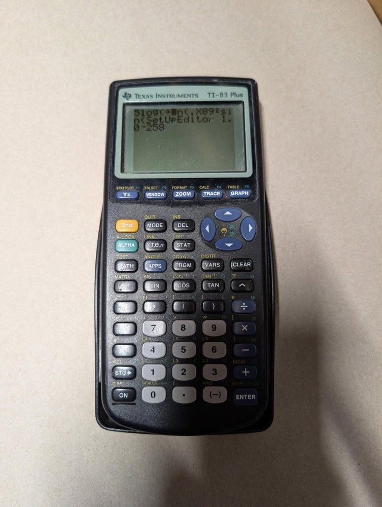 Pre-Owned Texas Instruments TI-83 Plus Graphing Calculator W Cover & Batteries