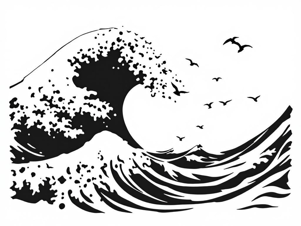 Wave Pattern Wall Art Stencil Reusable Plastic - StencilAir