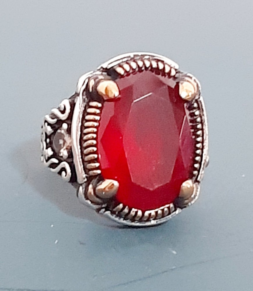 925 SILVER RING Men Solitaire Spinel Ring Sterling Man $
