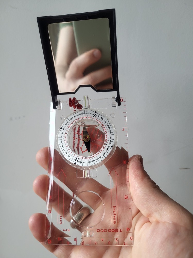 Cold War West Germany Compass w/ Mirror & Case Complete Vintage Navigation Set