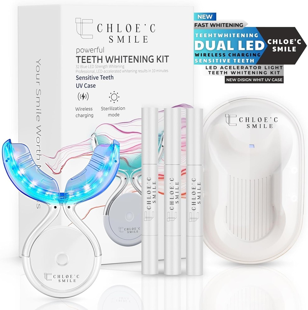 Teeth Whitening Kit Professional with UV Case LED Light for Sensitive Teeth Fast