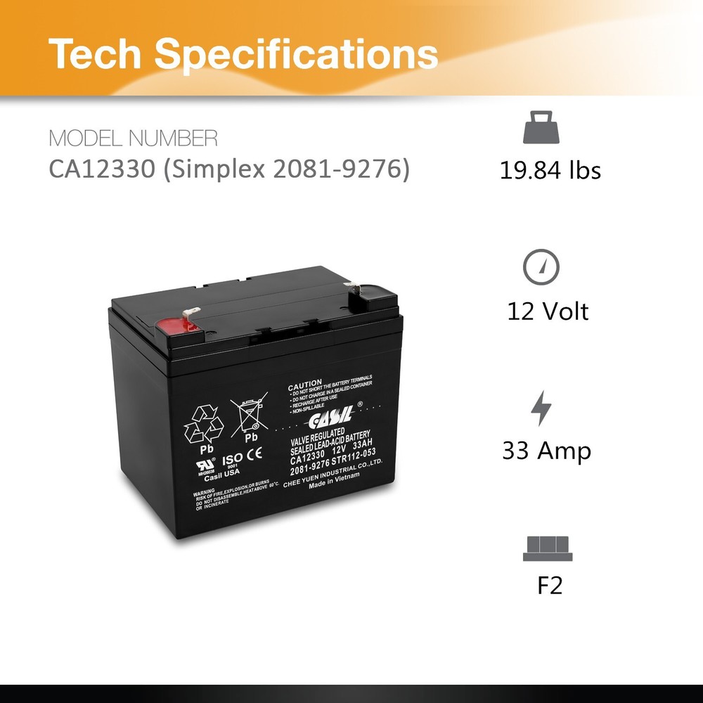 Casil 2081-9276 Simplex Fire Panel Battery