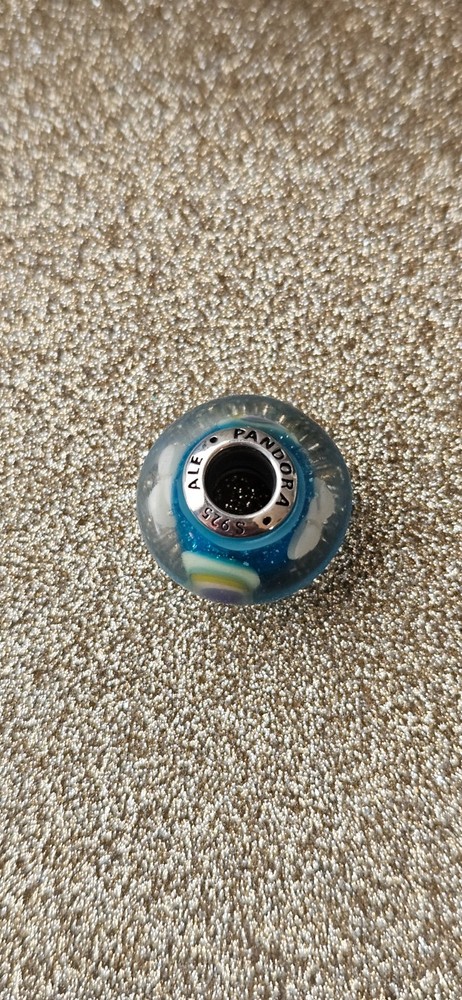 Authentic Pandora Iridescent Rainbow Silver Murano Charm